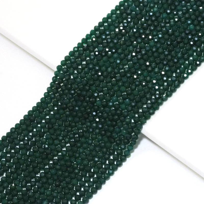 Emerald Jade Round Faceted Beads, 2mm/3mm, Sku#U1501