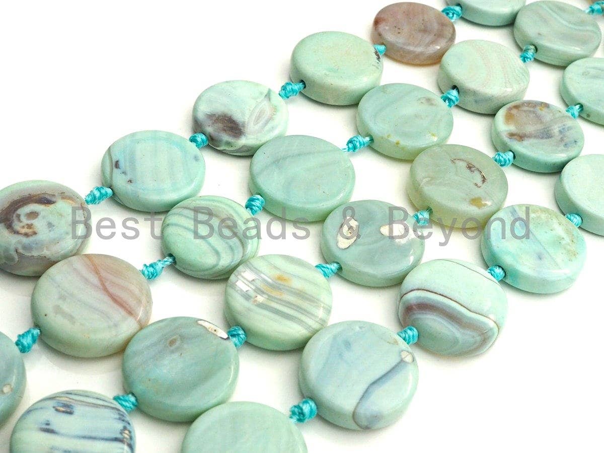 25mm/30mm Natural Blue Agate Coin Shape Spacer Beads,  1pc/9pc/11pc, sku#U881