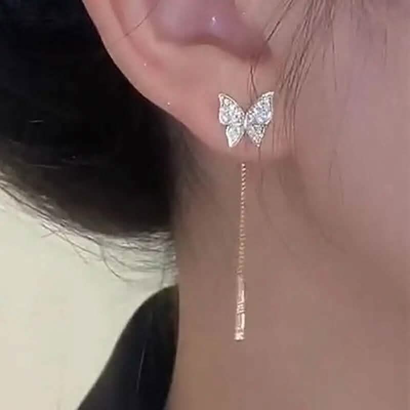 Boucles d'oreilles papillon en alliage jaune et argent 925