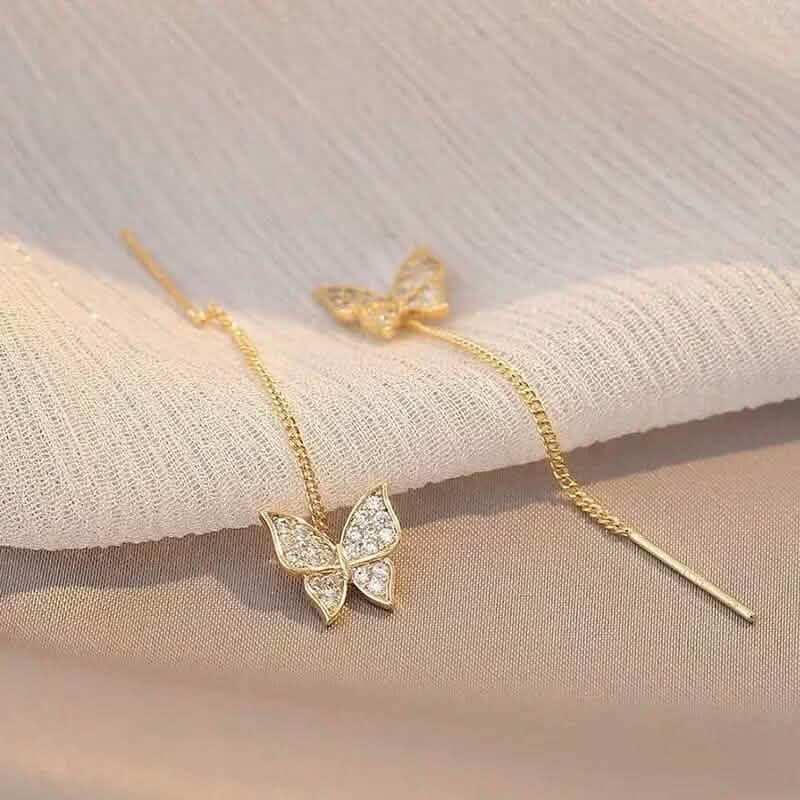 Boucles d'oreilles papillon en alliage jaune et argent 925