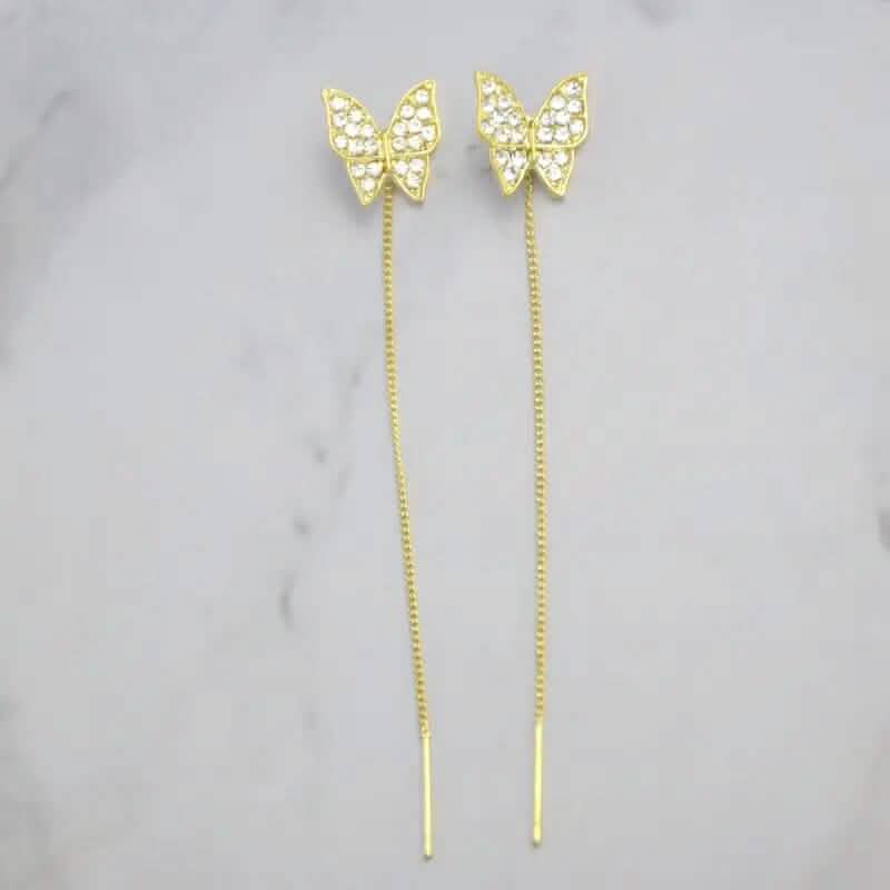 Boucles d'oreilles papillon en alliage jaune et argent 925