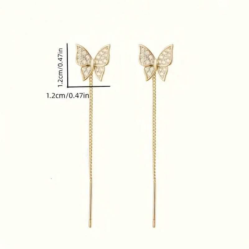 Boucles d'oreilles papillon en alliage jaune et argent 925