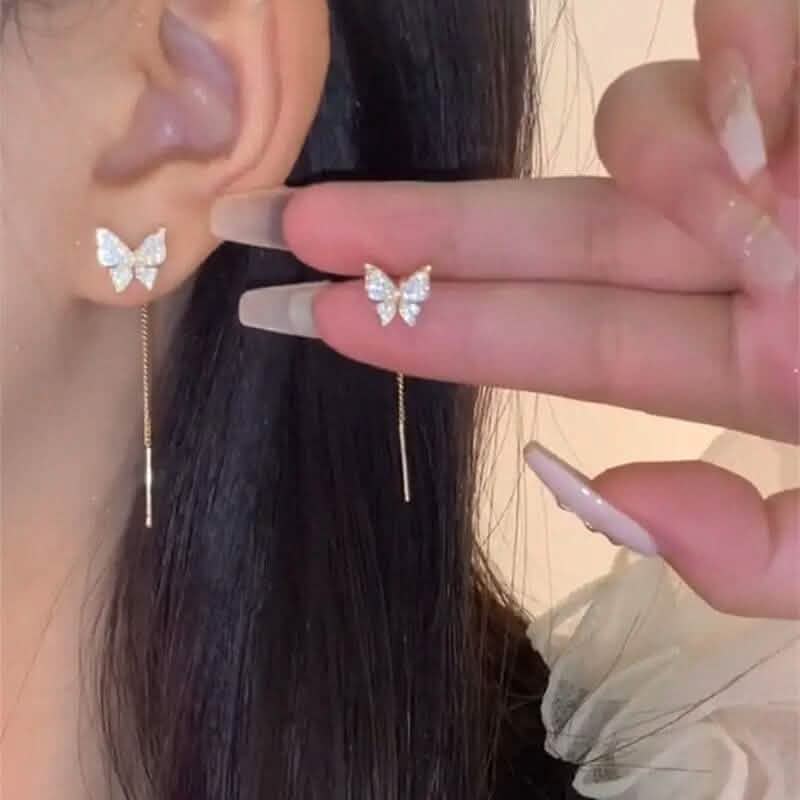 Boucles d'oreilles papillon en alliage jaune et argent 925