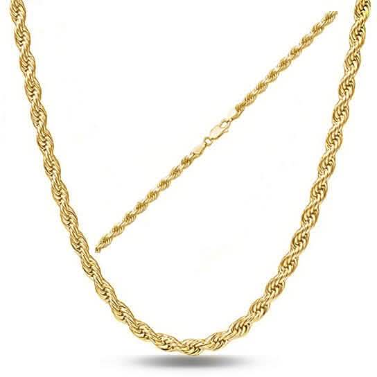 .925 スターリングシルバー 1.5MM ダイヤモンドカット ロープチェーン ネックレス