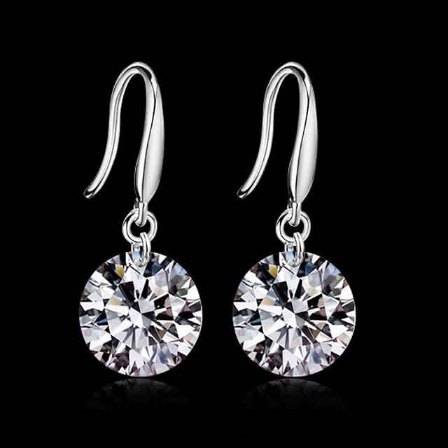 Boucles d'oreilles pendantes en argent sterling 925 et oxyde de zirconium 2,00 carats