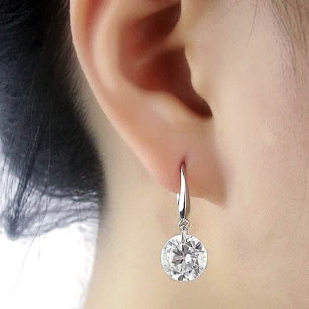 Boucles d'oreilles pendantes en argent sterling 925 et oxyde de zirconium 2,00 carats