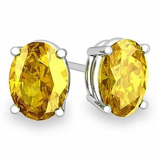Puces d'oreilles en argent sterling 925 avec saphir jaune ovale véritable de 2,00 carats