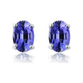Boucles d'oreilles clous ovales en argent sterling 925 avec tanzanite véritable de 2,00 carats