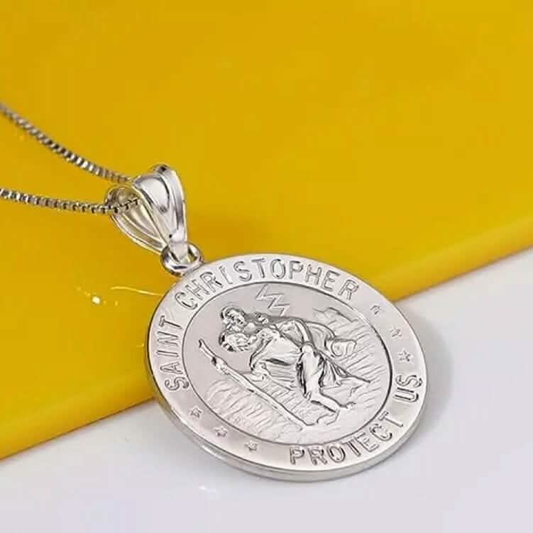 Collier pendentif religieux Saint Christophe en argent sterling 925 de 20 MM