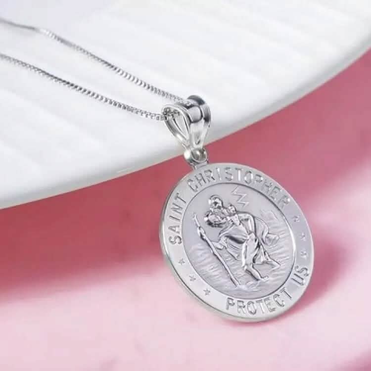 Collier pendentif religieux Saint Christophe en argent sterling 925 de 20 MM
