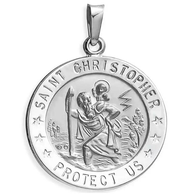 Collier pendentif religieux Saint Christophe en argent sterling 925 de 20 MM