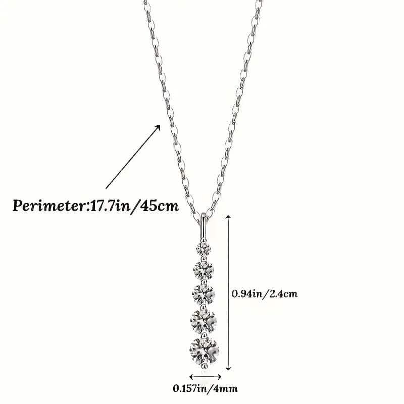 925 Sterling Silver Synthetic Cubic Zirconia Droplet Pendant Necklace