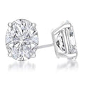 925 Sterling Silver White 4-Prong Basket Oval Stud Earrings