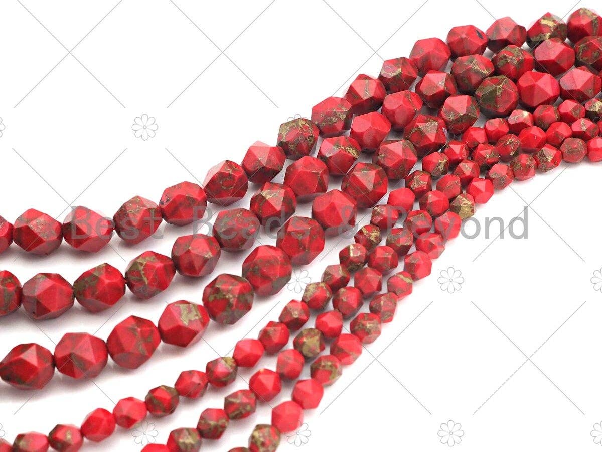 Golden Red Imperial Jasper Round Diamond Cut Beads, 6mm/8mm/10mm Imperial Jasper, 15.5'' Full Strand, Sku#U1138