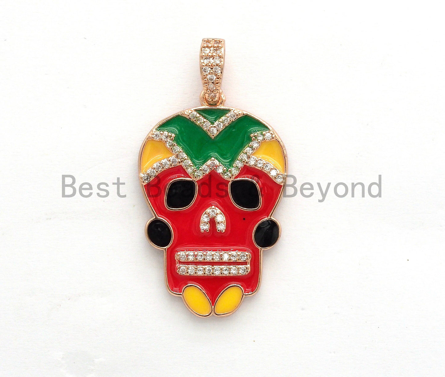 NEW Enamel Colorful Skull Pendant,CZ Micro Pave Oil Drop Skull pendant,Enamel pendant,Enamel Jewelry,21x33mm,sku#F607