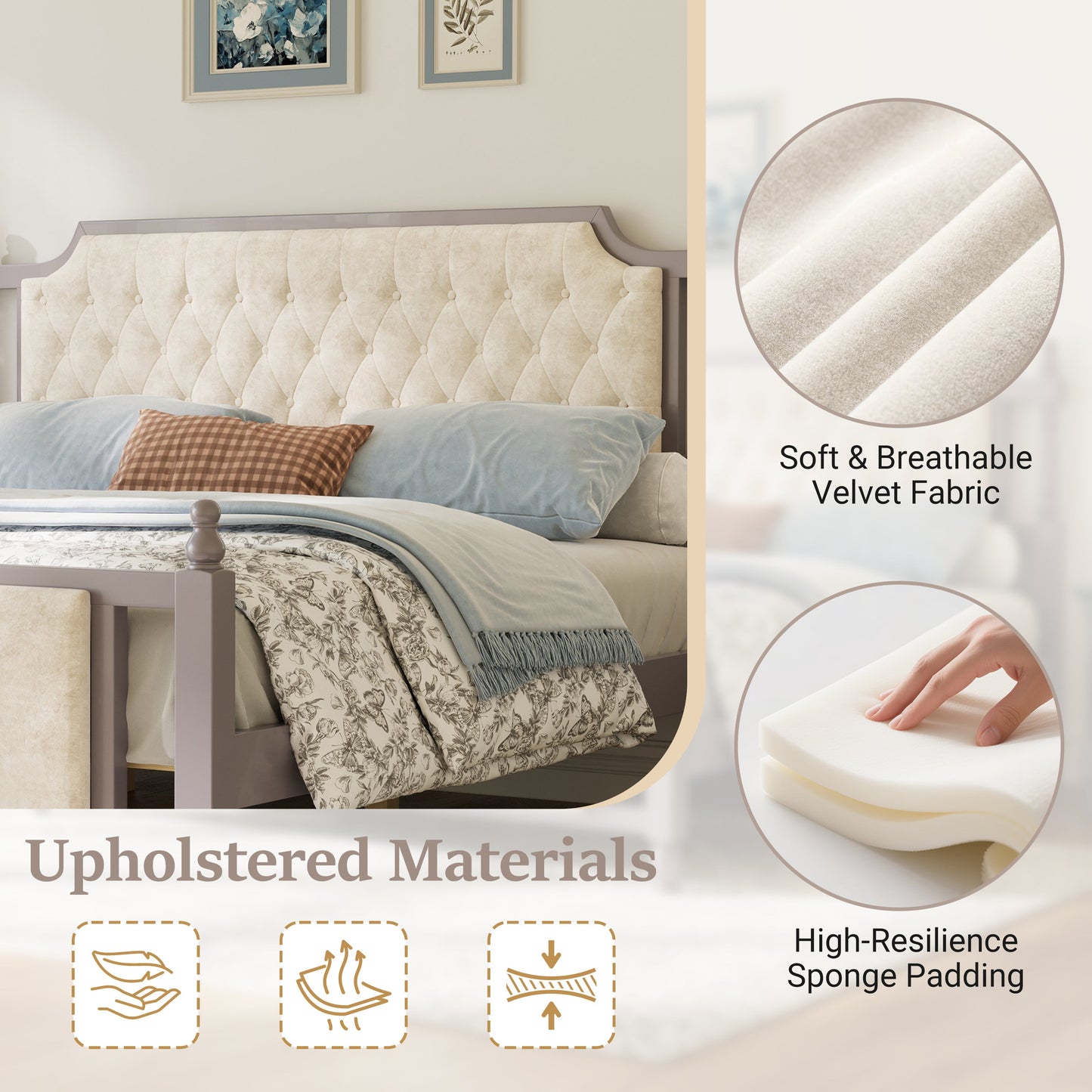 King Size Upholstered Platform Bed