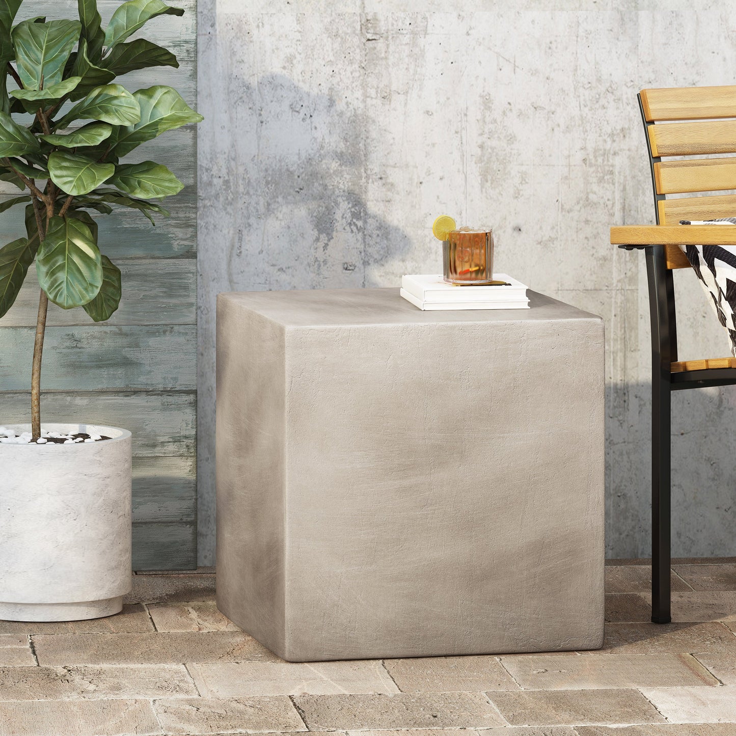 Outdoor MGO Square Side Table - Light Gray