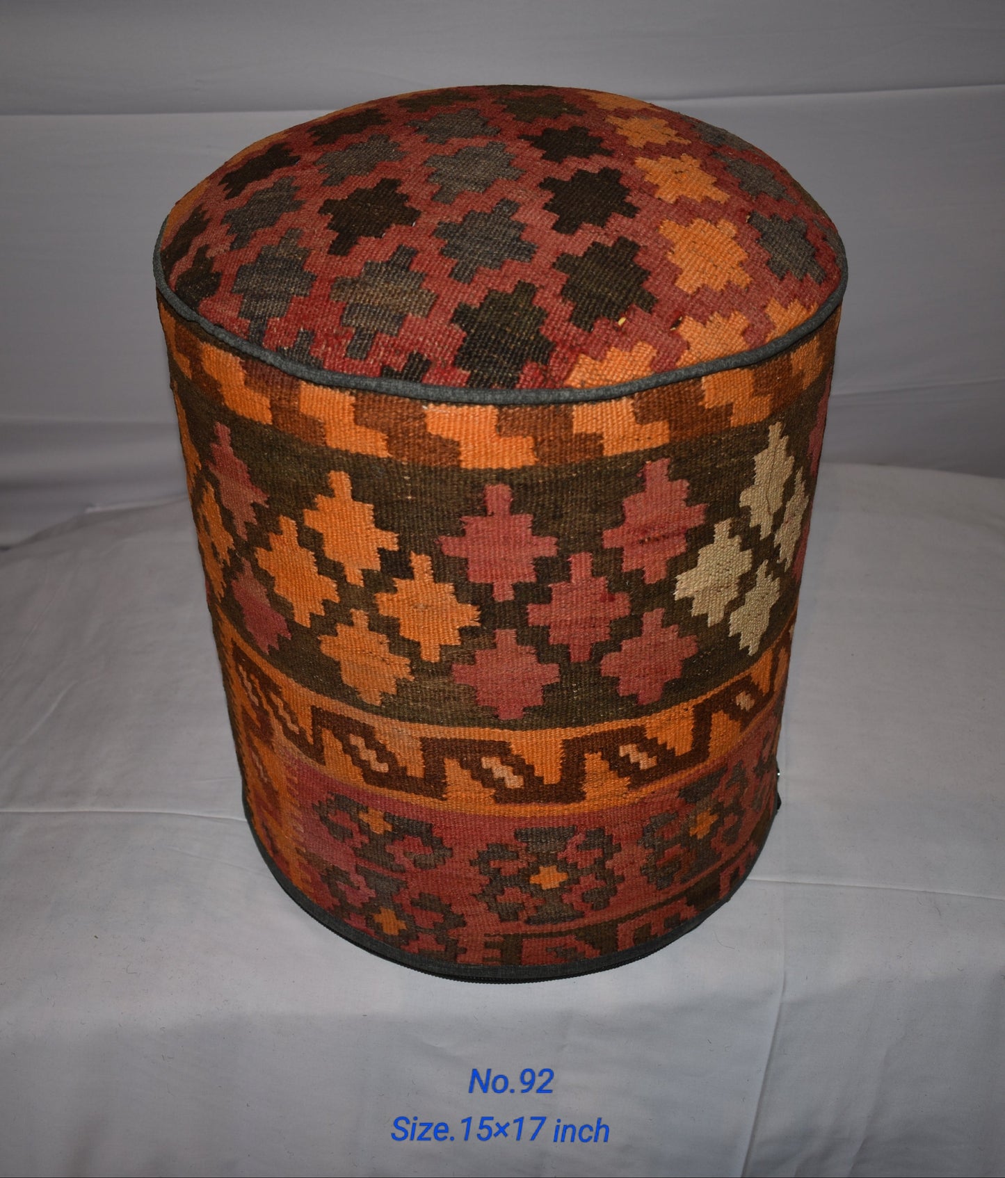 One of a Kind Kilim Rug Pouf Ottoman foot stool - #92
