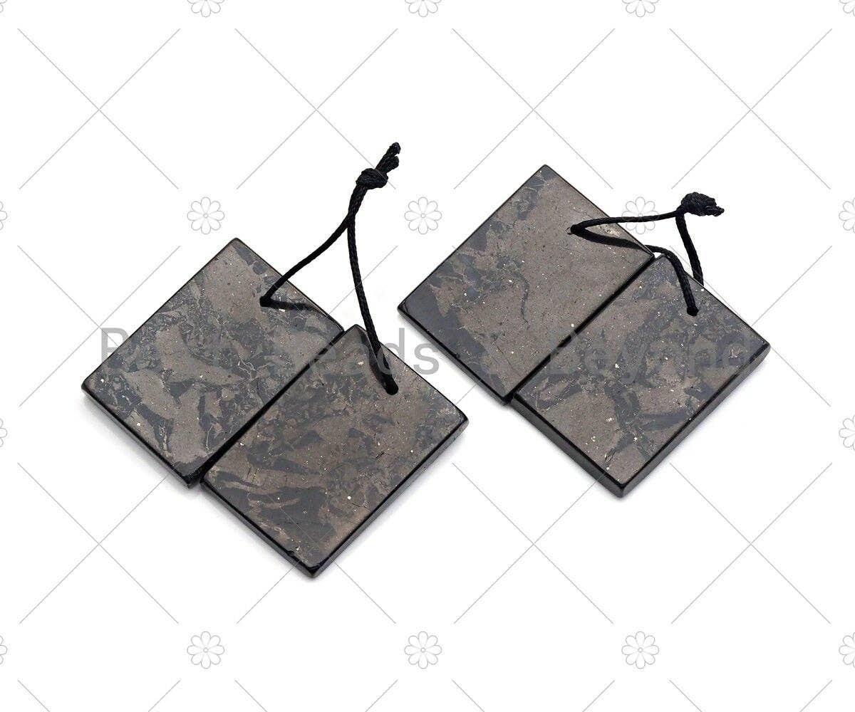 Rectangle Shape Shungite beads for EMF Protection, Shungite Authentic Stone, Healing Energy, Meditation, Protection,20x30mm,sku#U1010