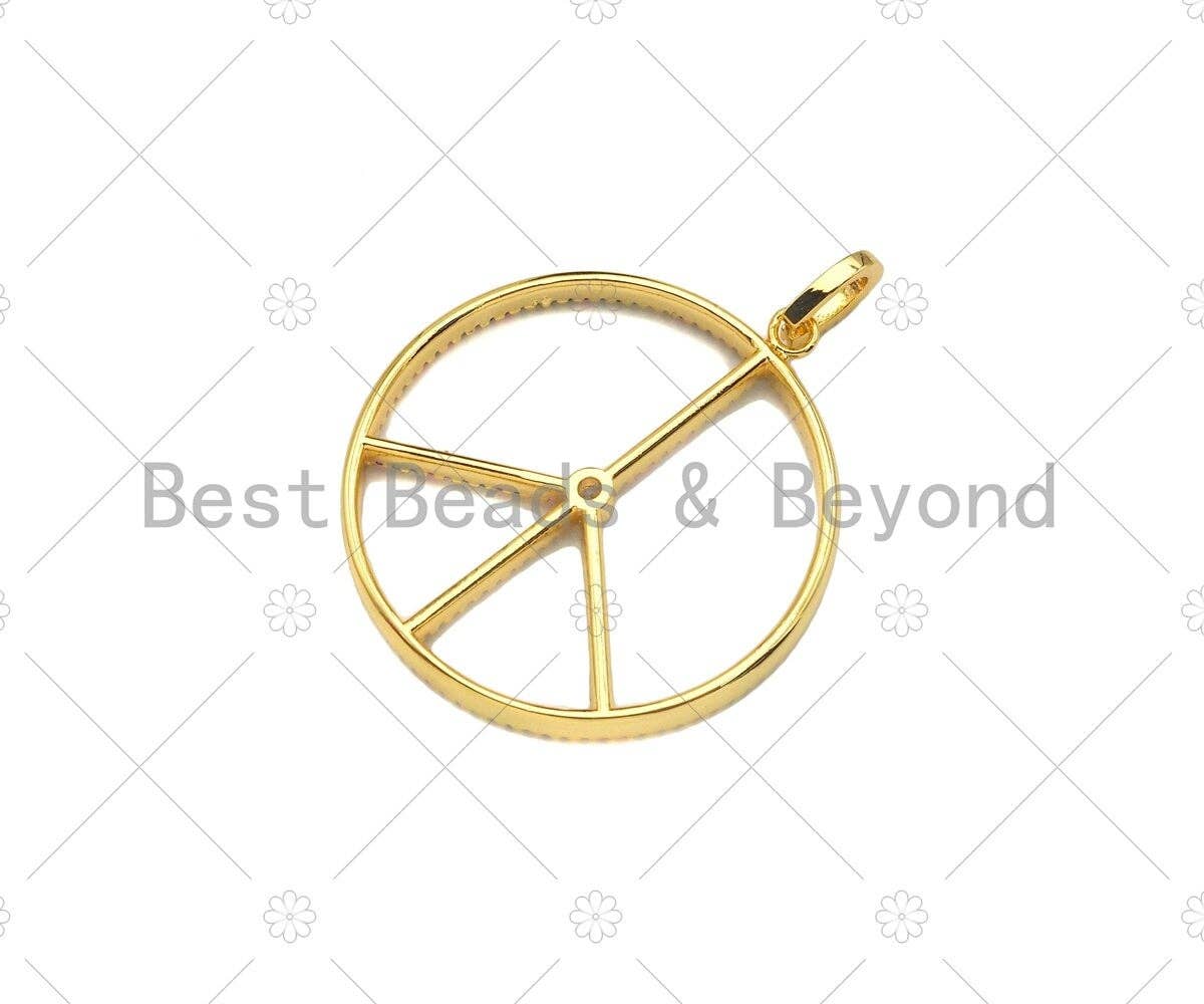 CZ Micro Pave Peace Symbol Pendant/Charm,sku#ML42