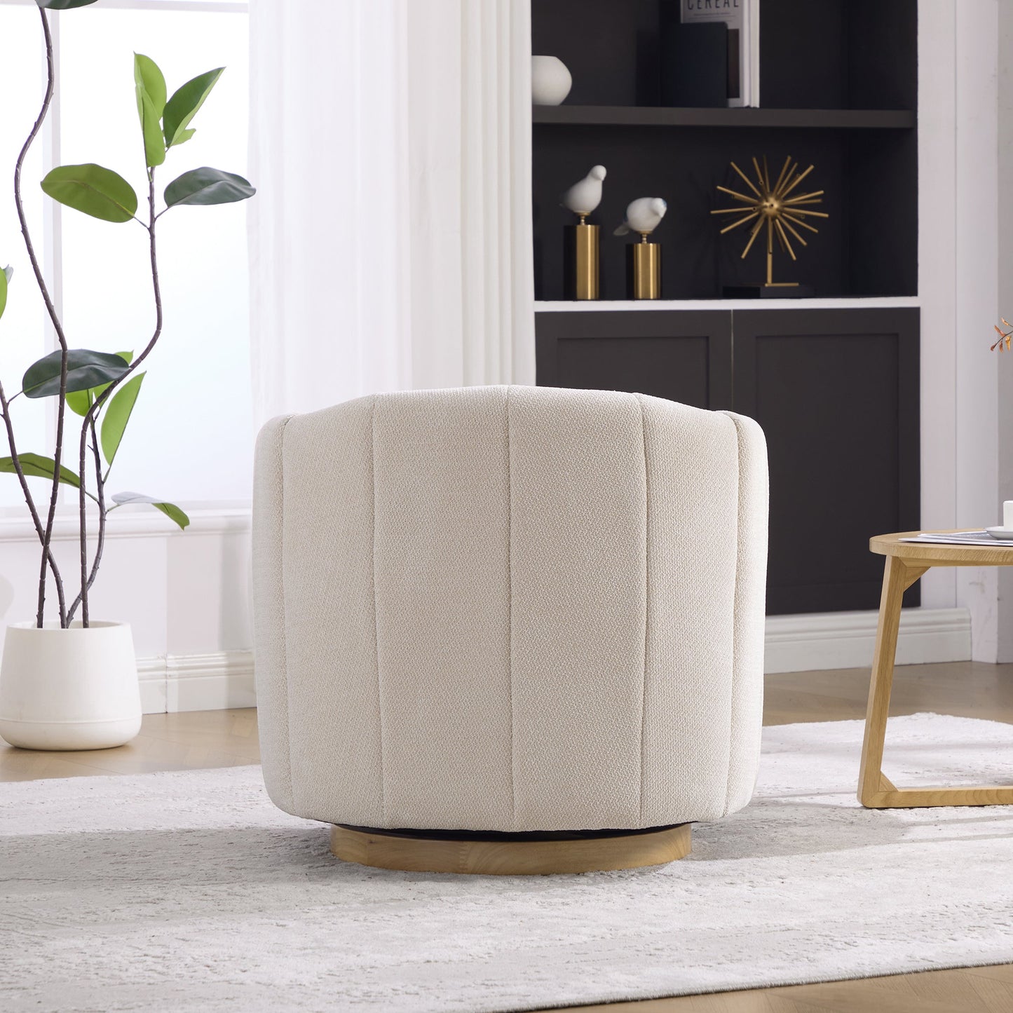 Upholstered Chenille Swivel Barrel Chair
