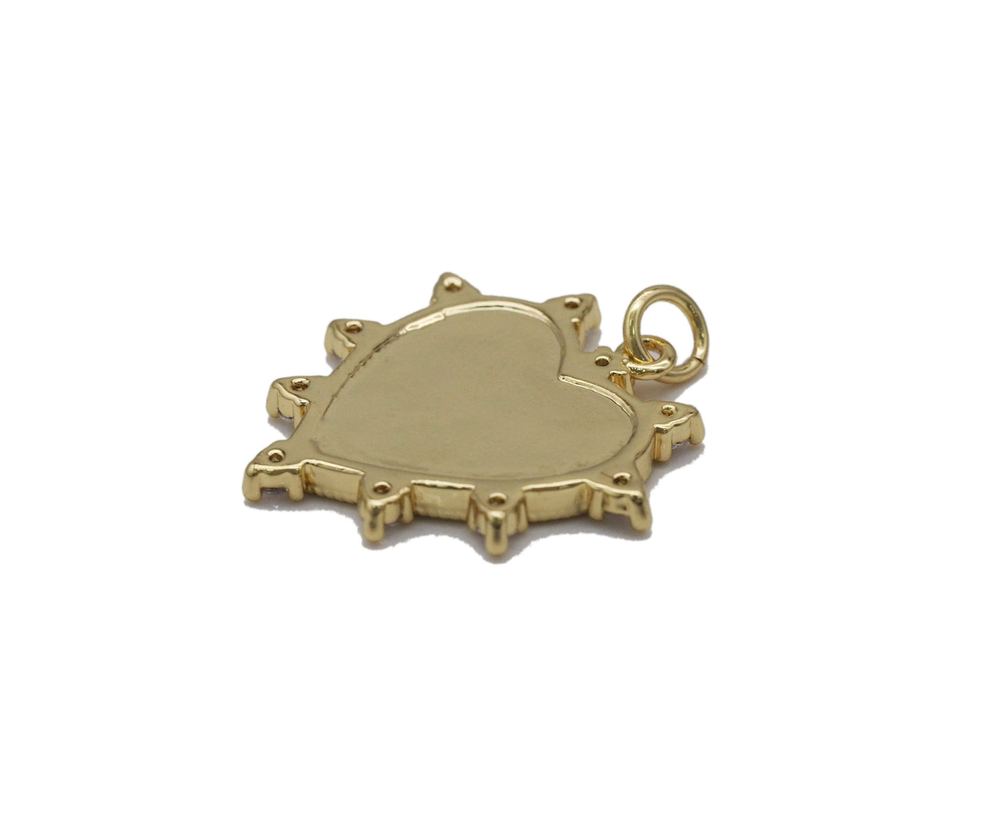 CZ Pave Mother of Pearl Spike Heart Charm, Sku#L713