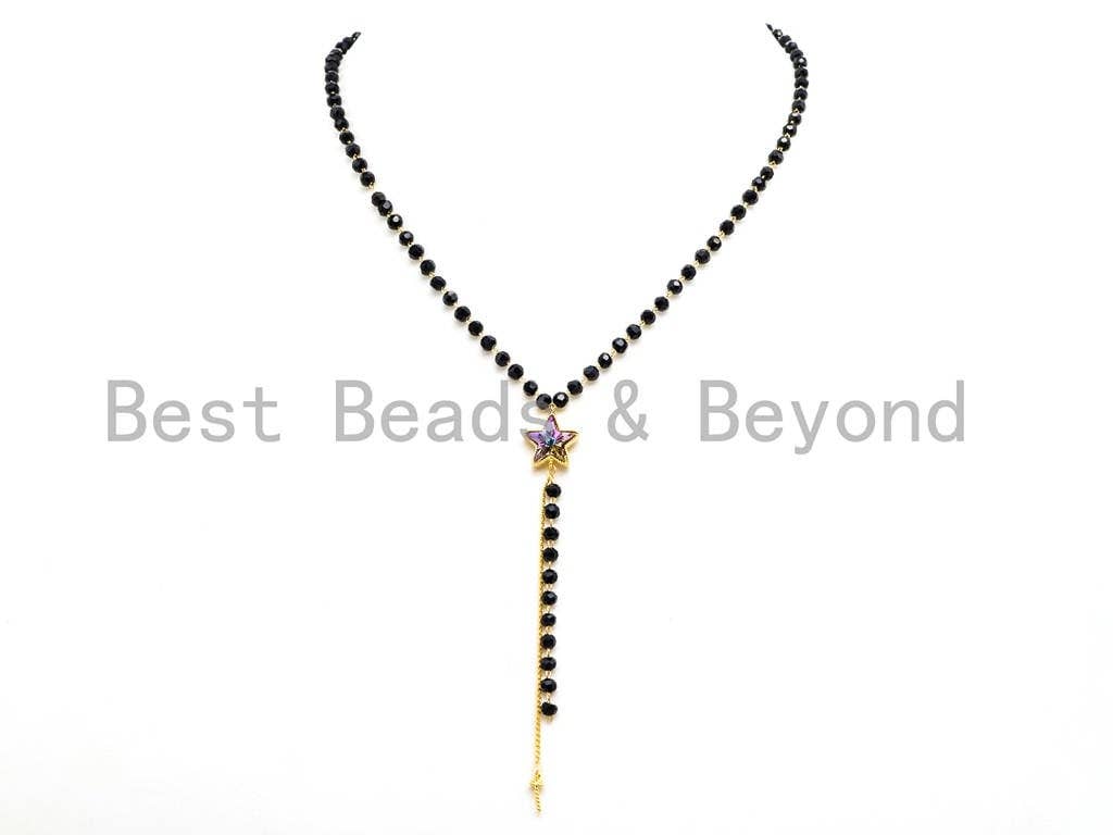 Black Beaded Star choker with Y-Drop, sku#P5