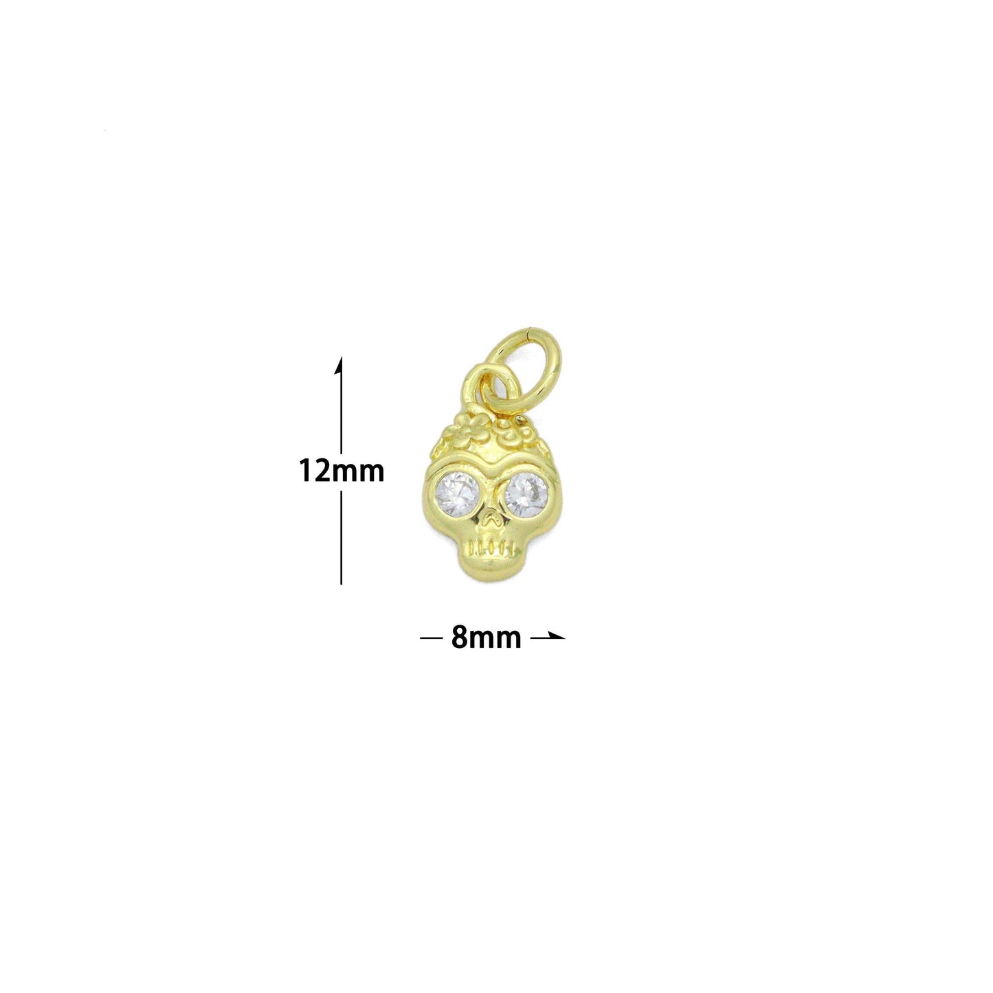 Cute CZ Skull Head Charm Pendant, Sku#LK1155