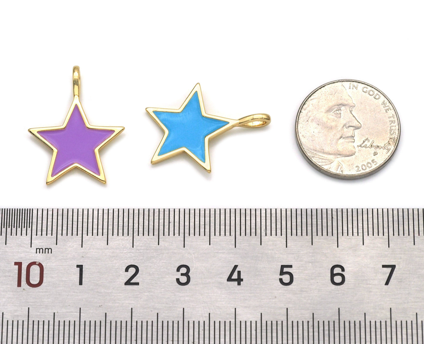 Colorful Enamel Star Charm, Sku#F1518