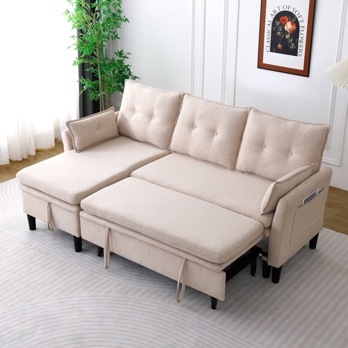 L-Shaped Reversible Chaise Sectional Sofa with Storage