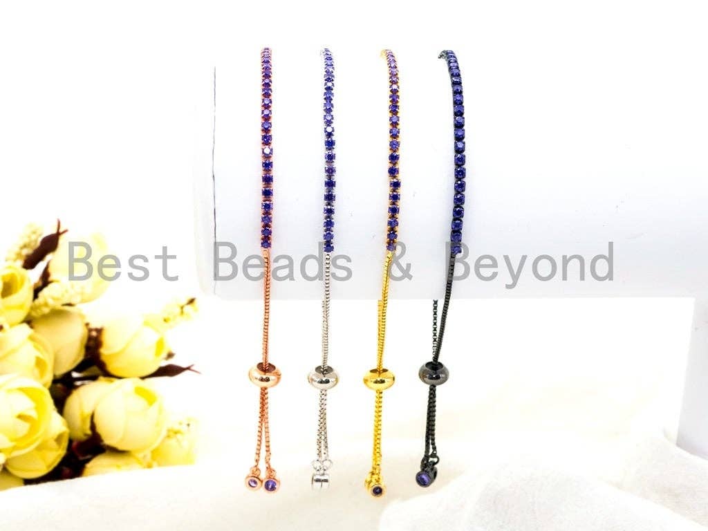 New Style Adjustable Bracelet, Puple CZ Pave Stud Bracelet ,SKU#P49