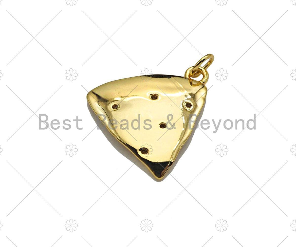 Gold Filled CZ Micro Pave Triangle Pizza Shape Pendant, 18K Gold Filled Pizza Charm, Necklace Bracelet Charm Pendant,19x20mm,Sku#Y463