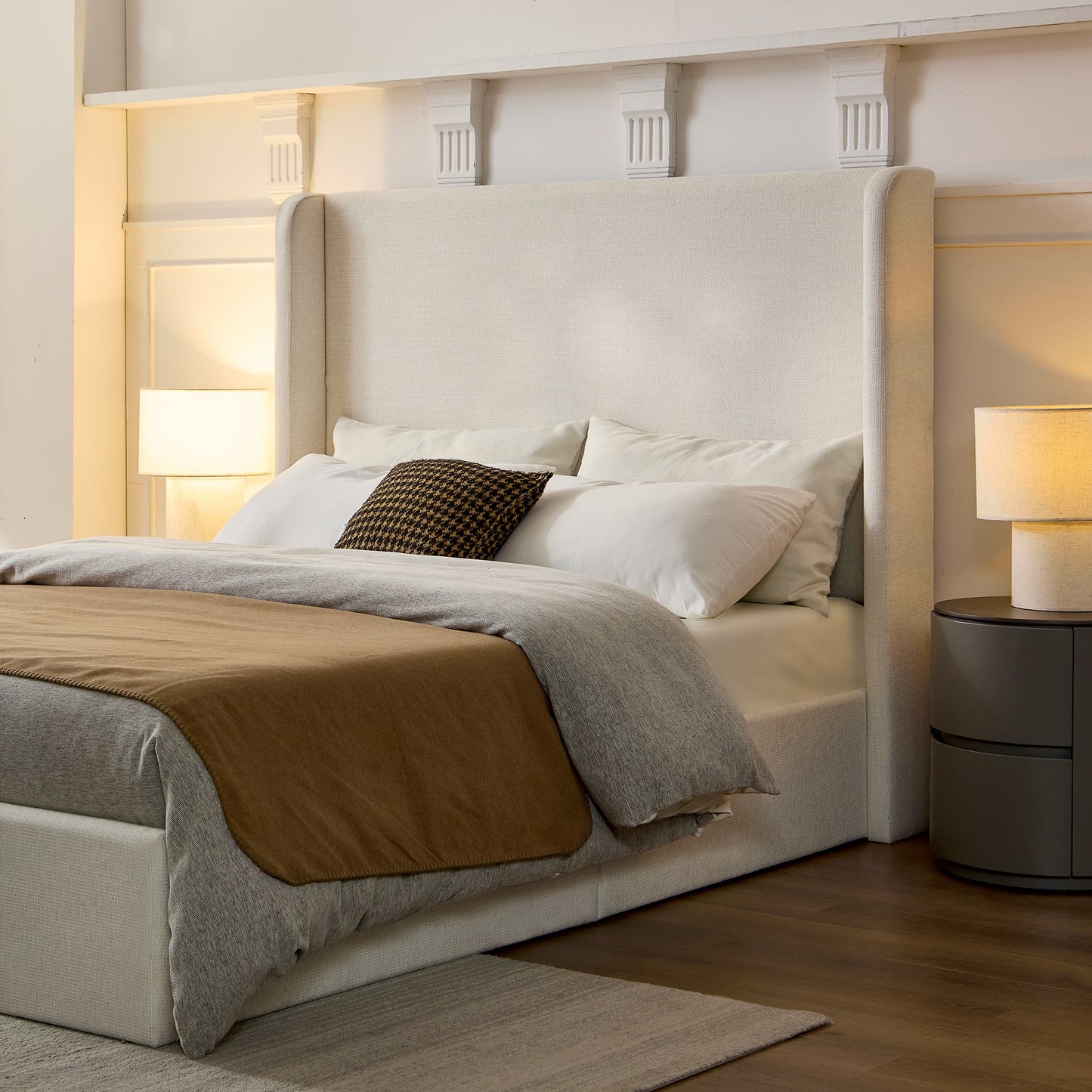 Carmen Upholstered Wingback Bed - California King
