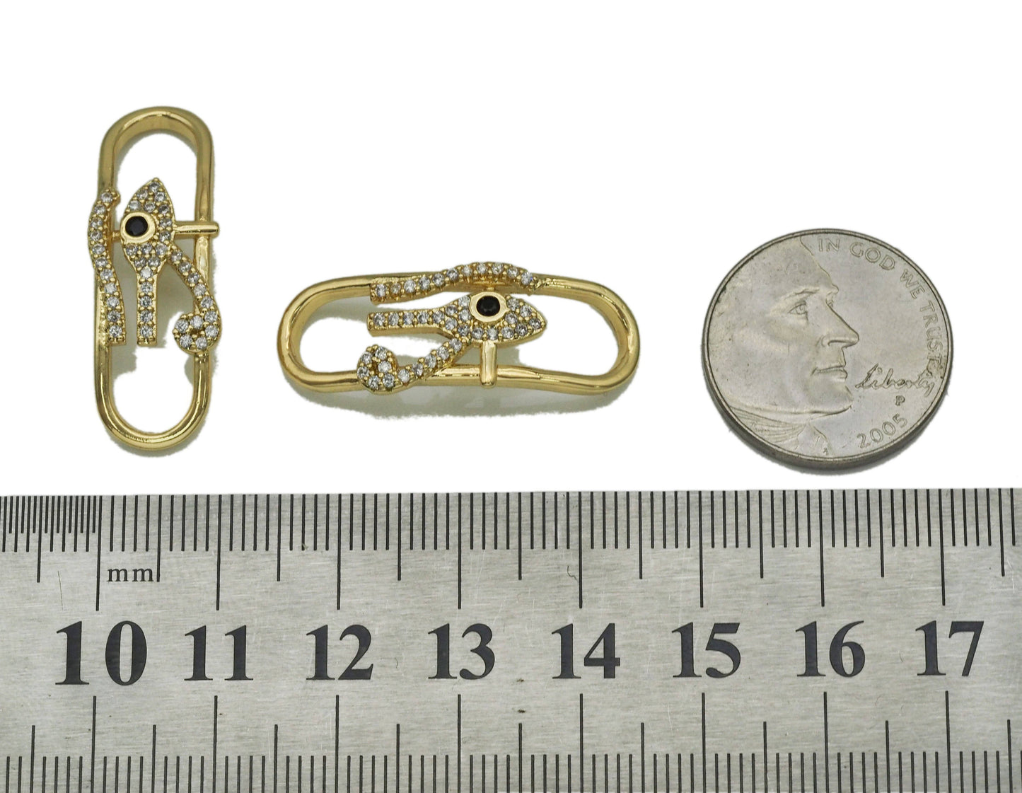 CZ Pave Fish Eye Oval link Connector Charm, Sku#LK693