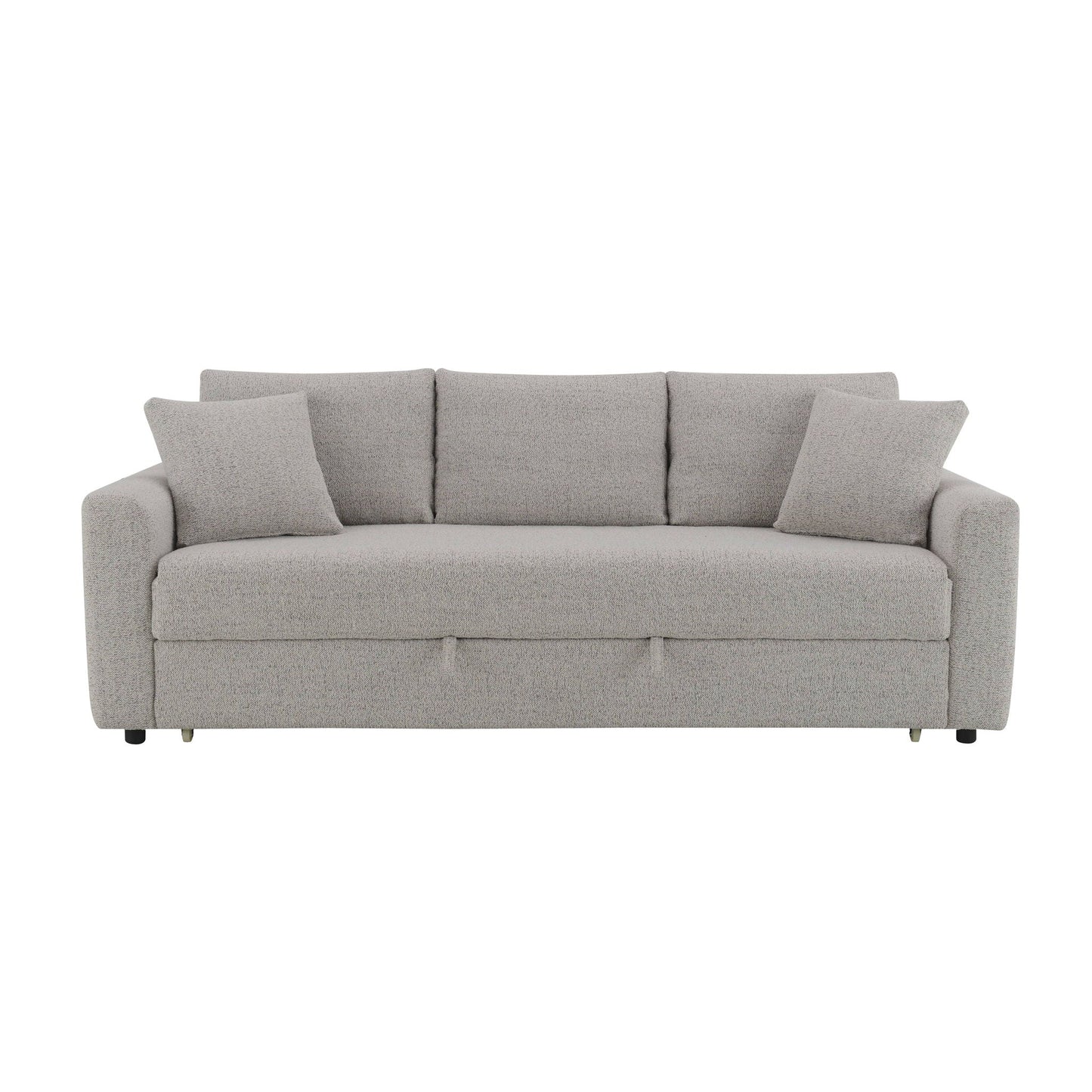 Connie - Boucle Sleeper Sectional Sofa With 2 Toss Pillows - Beige