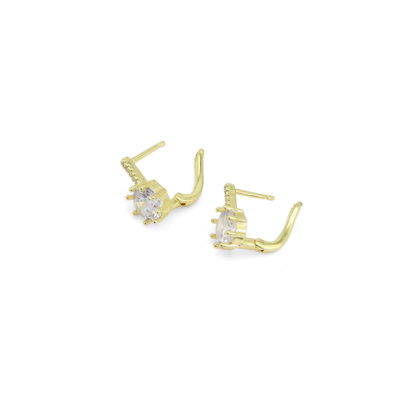 Big Diamond Gold Rectangle Huggie Earrings, Sku#LX438
