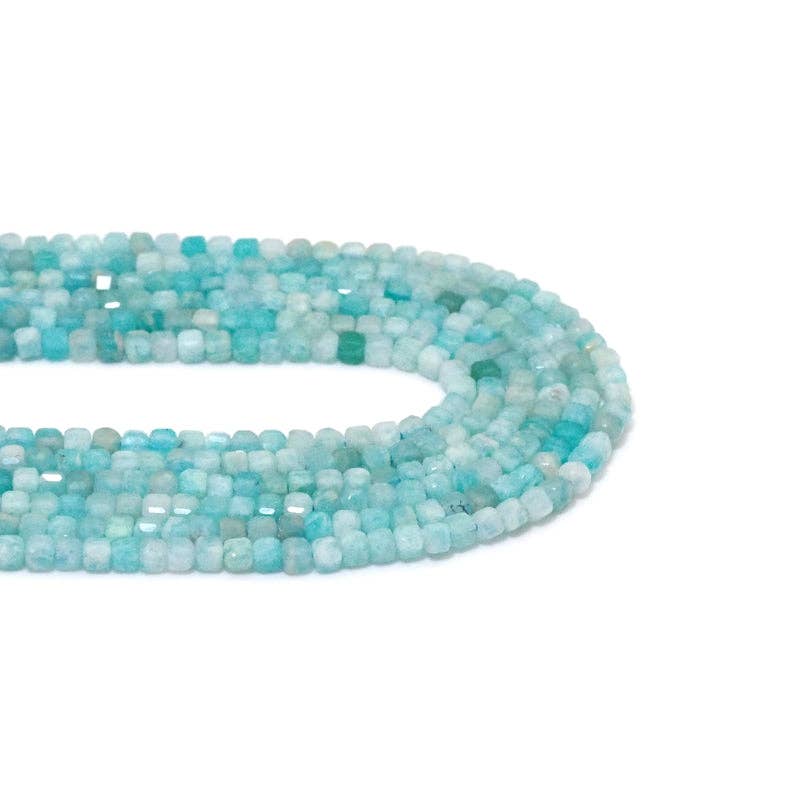 Genuine Amazonite Faceted Cube Beads, 2.5mm, Sku#U1553