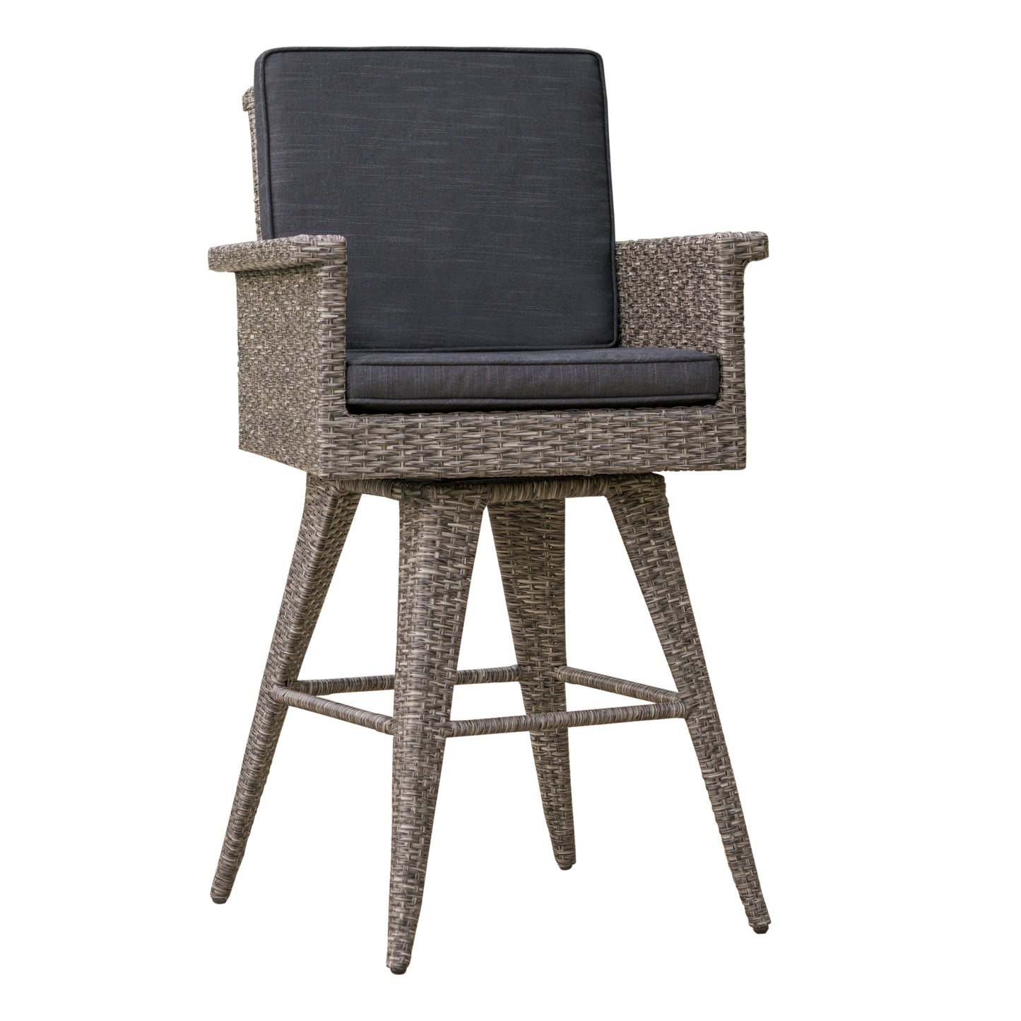 30" Outdoor Wicker Swivel Barstool with Water Resistant Cushion
