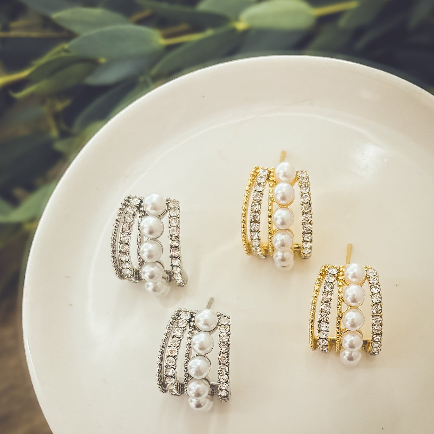 Heirloom Pearl Huggies - Gold or Silver