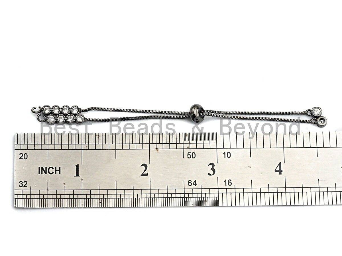 New Style Sliding adjustable Half finished bracelet,Box chain with CZ Stud, rubber stopper beads, link findings, sku# Z628