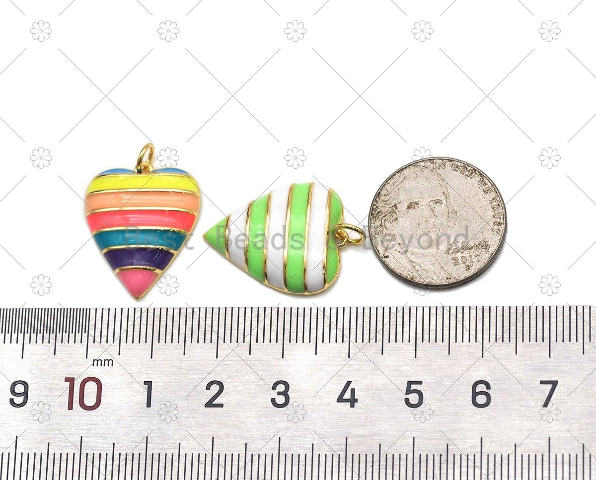 Enamel Heart Shape Pendant, Sku#F1448
