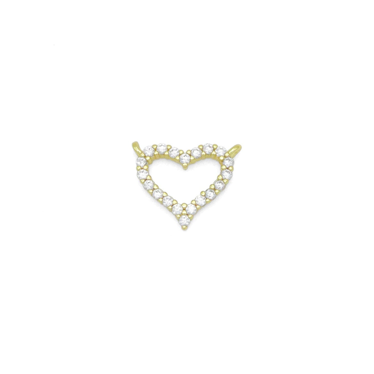 Clear CZ  Frame Heart Connector Charm Pendant, Sku#LK1048