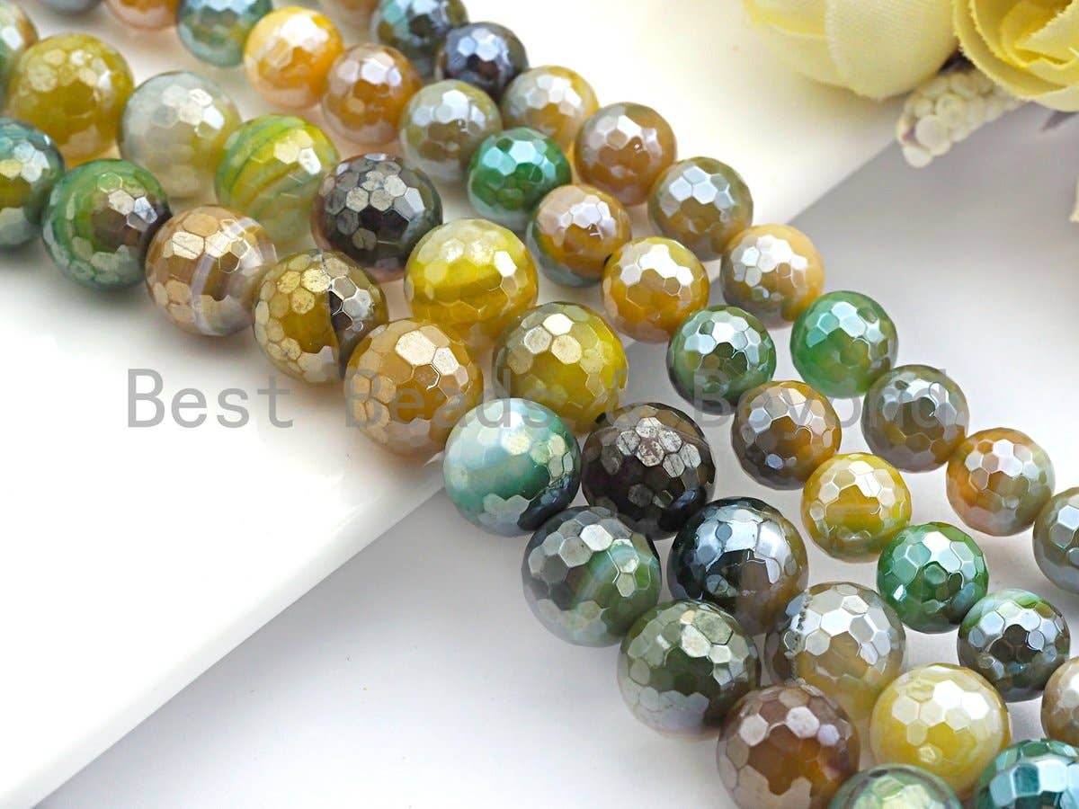 Gorgeous Agate Attachment Necklace with Large CZ Pave Silver clasp, 18 long, 8mm/10mm beads size, sku#D43