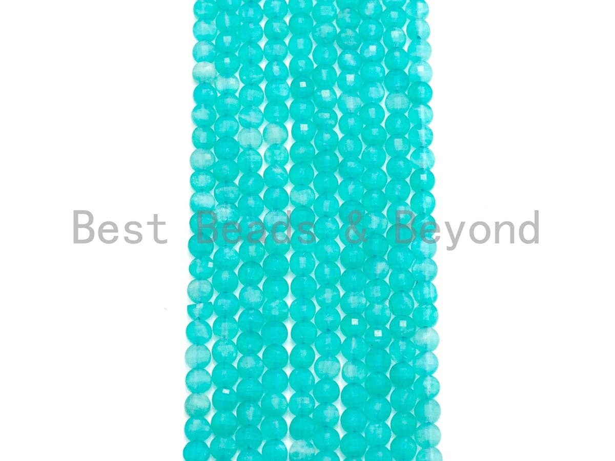 4mm/6mm High Quality Natural Amazonite Coin Shape Beads, Checkboard cut Amazonite, Turtle Shell cut Beads, 15.5" Full Strand, sku#U789
