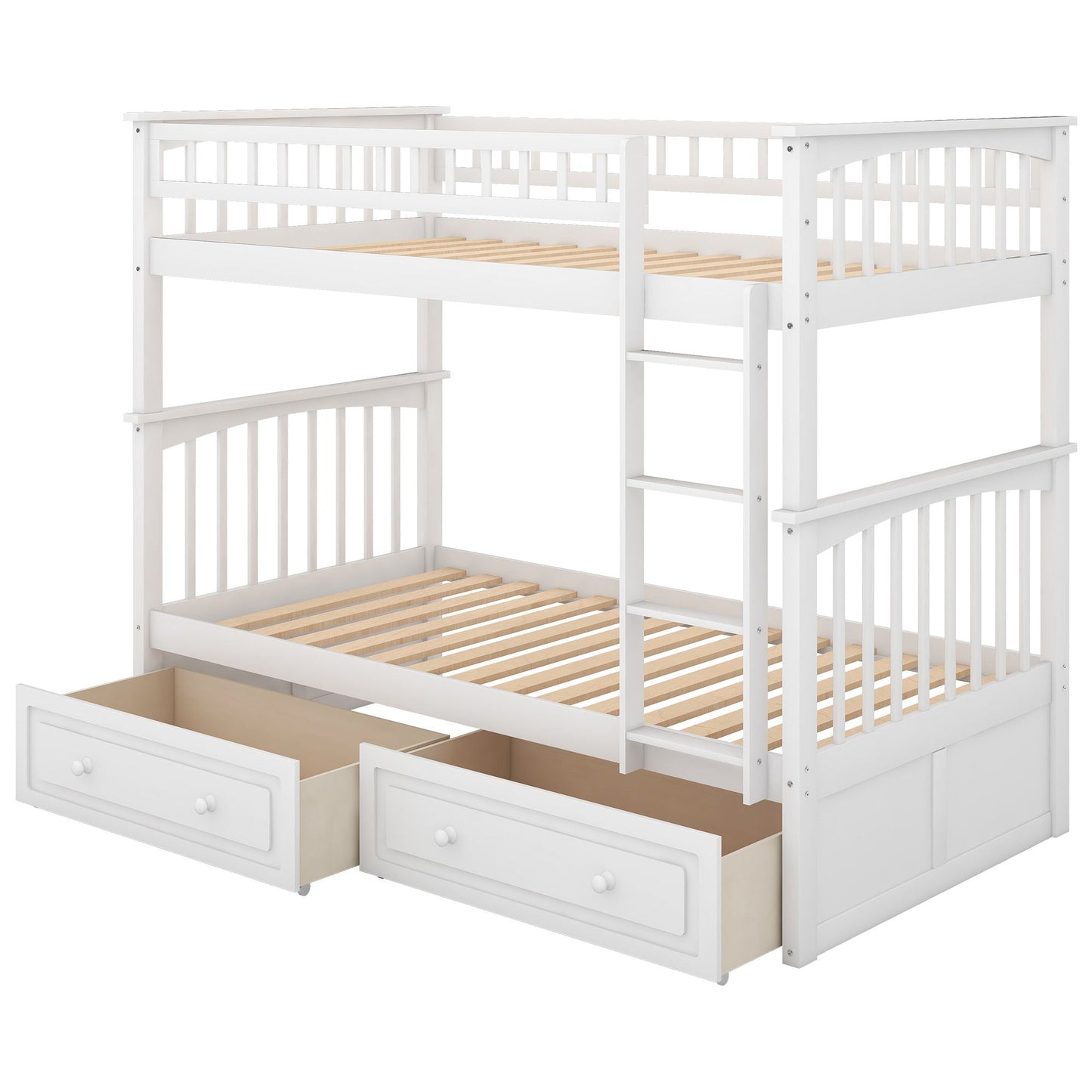 Mystrene - Twin Over Twin Bunk Bed With Drawers, Convertible Beds