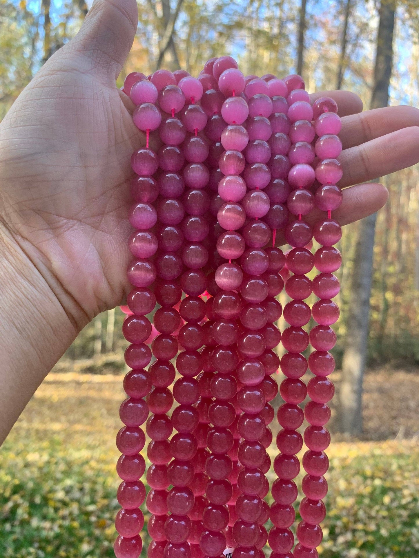 Cat's Eye Dark Pink Round Beads, 6mm/8mm/10mm/12mm Smooth beads, UA164