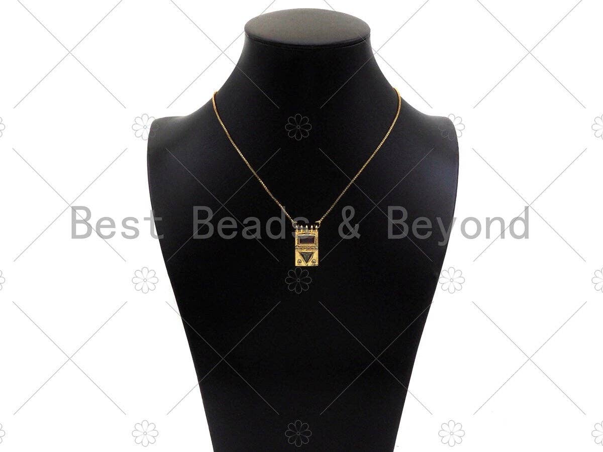 Gold Filled Triangle CZ On Rectangle Shape Pendant,18K Gold Filled Micro Pave CZ Charm, Necklace Bracelet Charm Pendant,13x23mm,Sku#Z1345