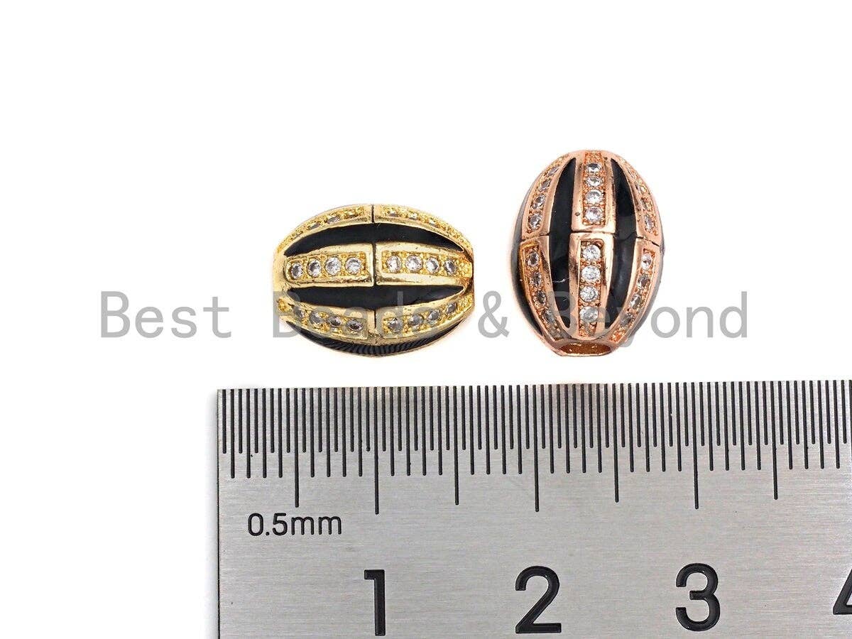 CZ Pave Oval Cage line beads, Oval Cubic Zirconia Spacer Beads, Men's Jewelry Findings,10x13mm, sku#Z931