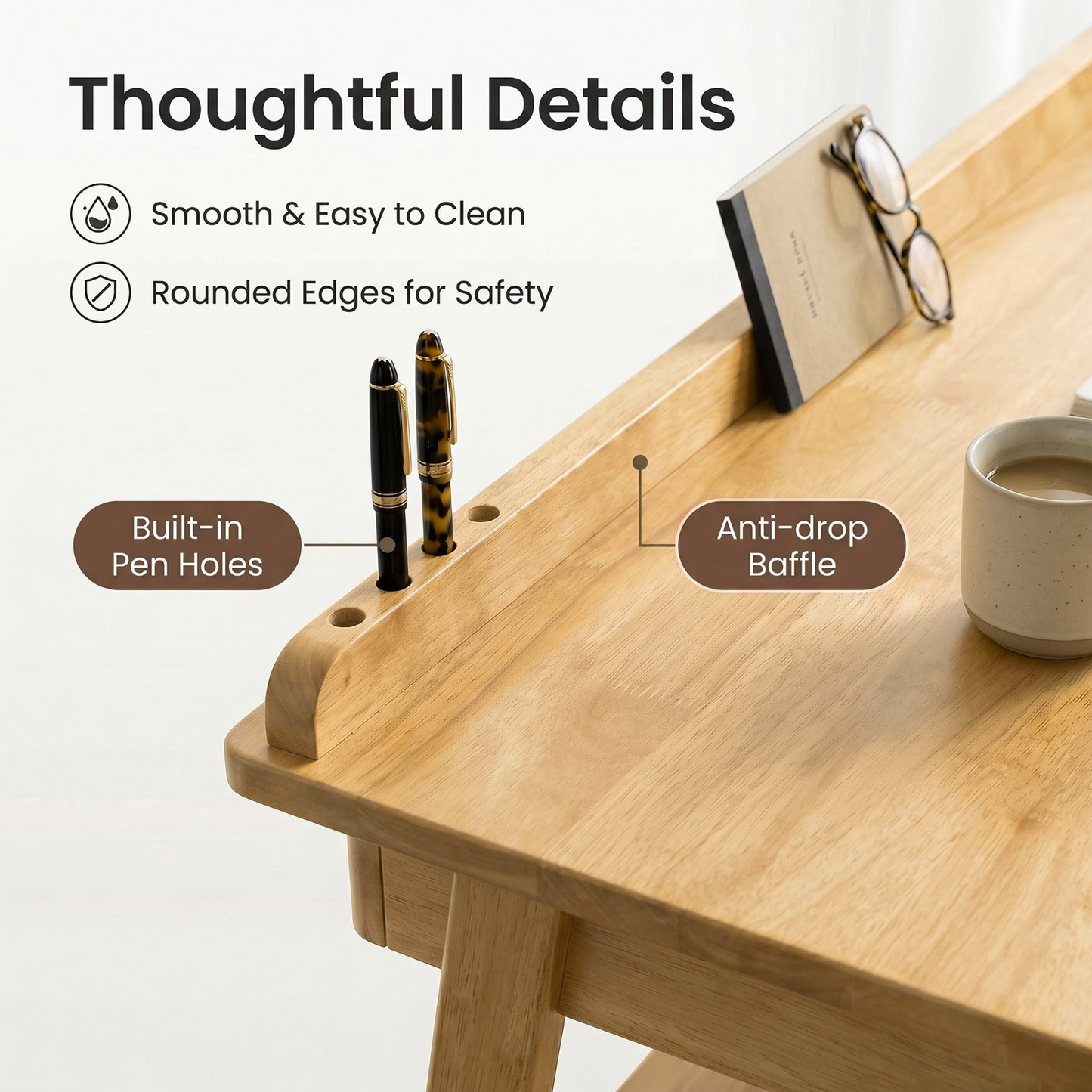 Solid Wood Writing Desk for Home Office