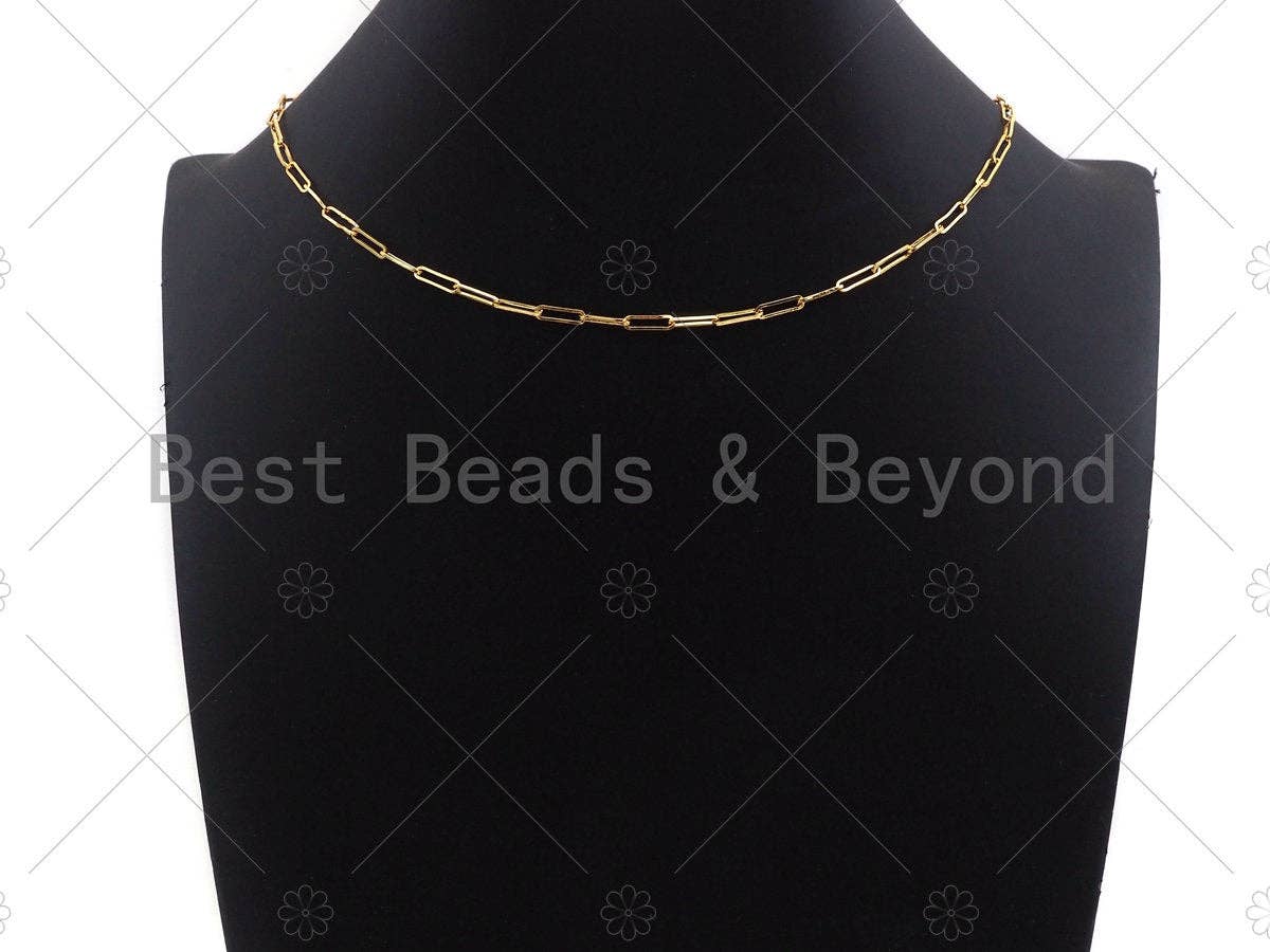 18/16/7 Dainty  Paper Clip Chain Necklace and Bracelet, Sku#LK106